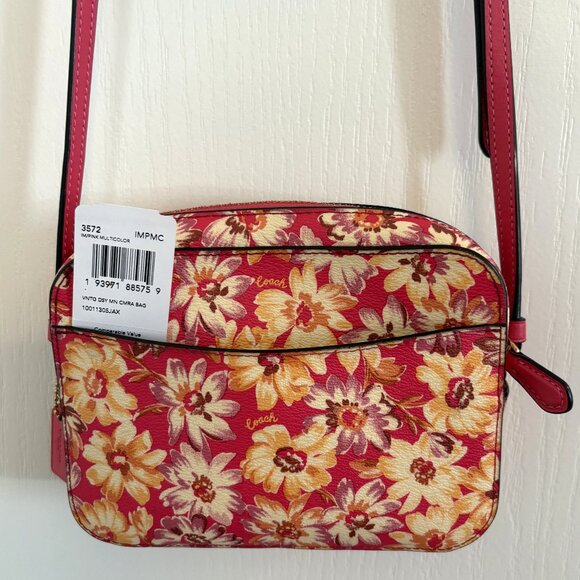Coach Mini Camera Bag Daisy Floral Print Crossbody Handbag 3572 Pink Multi NEW - Picture 1 of 12